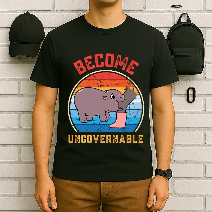 Become Ungovernable Angry Moo Deng Baby Hippo T-Shirt