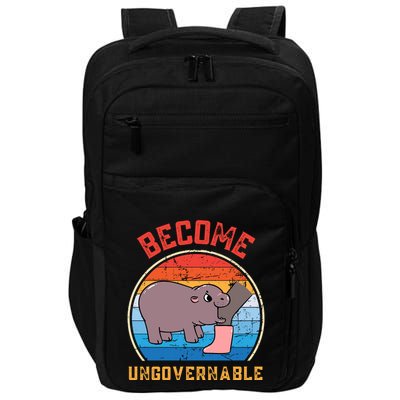 Become Ungovernable Angry Moo Deng Baby Hippo Impact Tech Backpack