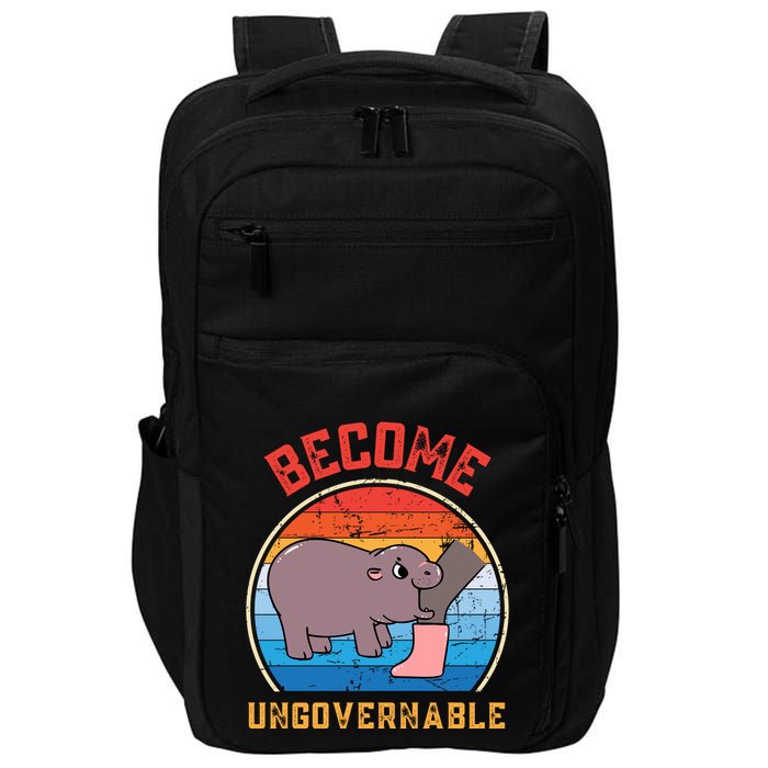 Become Ungovernable Angry Moo Deng Baby Hippo Impact Tech Backpack