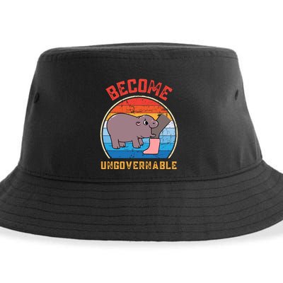 Become Ungovernable Angry Moo Deng Baby Hippo Sustainable Bucket Hat