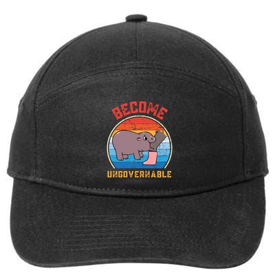 Become Ungovernable Angry Moo Deng Baby Hippo 7-Panel Snapback Hat