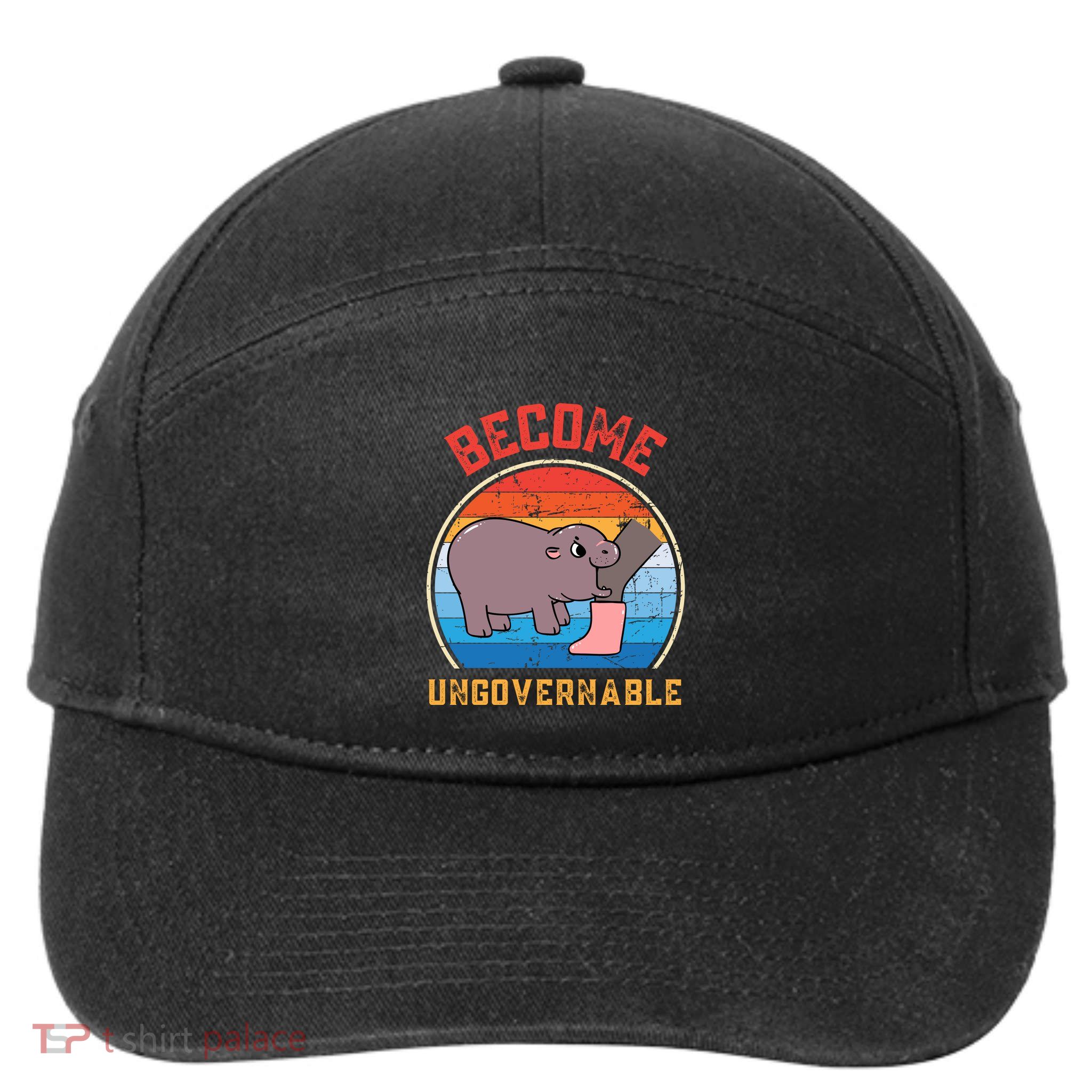 Become Ungovernable Angry Moo Deng Baby Hippo 7-Panel Snapback Hat