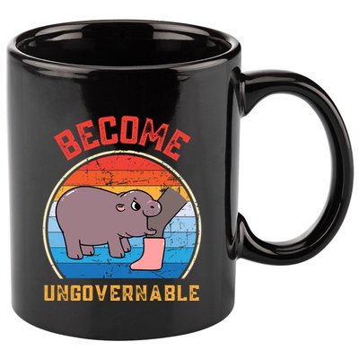 Become Ungovernable Angry Moo Deng Baby Hippo 11oz C Handle Ceramic Mug