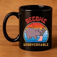 Become Ungovernable Angry Moo Deng Baby Hippo 11oz C Handle Ceramic Mug