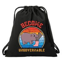 Become Ungovernable Angry Moo Deng Baby Hippo Drawstring Bag