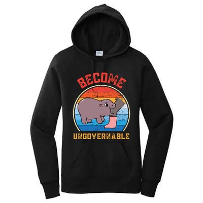 Become Ungovernable Angry Moo Deng Baby Hippo Women's Pullover Hoodie