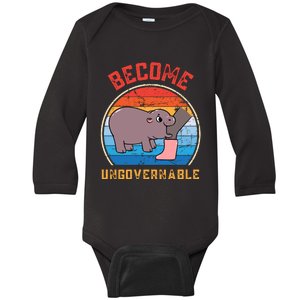 Become Ungovernable Angry Moo Deng Baby Hippo Baby Long Sleeve Bodysuit