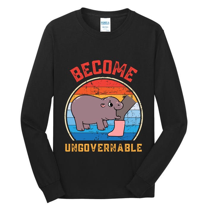 Become Ungovernable Angry Moo Deng Baby Hippo Tall Long Sleeve T-Shirt