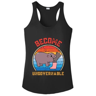 Become Ungovernable Angry Moo Deng Baby Hippo Ladies PosiCharge Competitor Racerback Tank