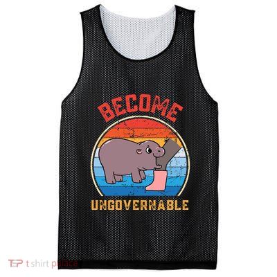 Become Ungovernable Angry Moo Deng Baby Hippo Mesh Reversible Basketball Jersey Tank