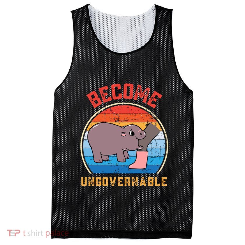 Become Ungovernable Angry Moo Deng Baby Hippo Mesh Reversible Basketball Jersey Tank