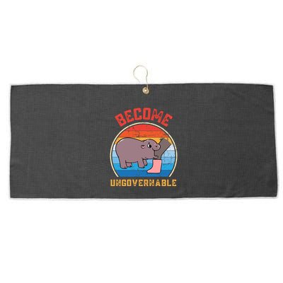 Become Ungovernable Angry Moo Deng Baby Hippo Large Microfiber Waffle Golf Towel