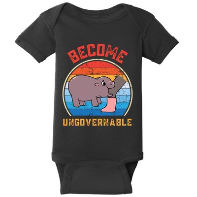Become Ungovernable Angry Moo Deng Baby Hippo Baby Bodysuit