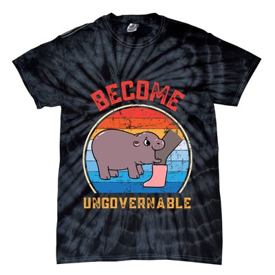Become Ungovernable Angry Moo Deng Baby Hippo Tie-Dye T-Shirt