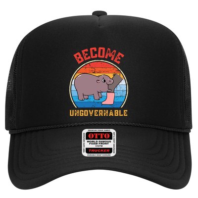 Become Ungovernable Angry Moo Deng Baby Hippo Trucker Hat