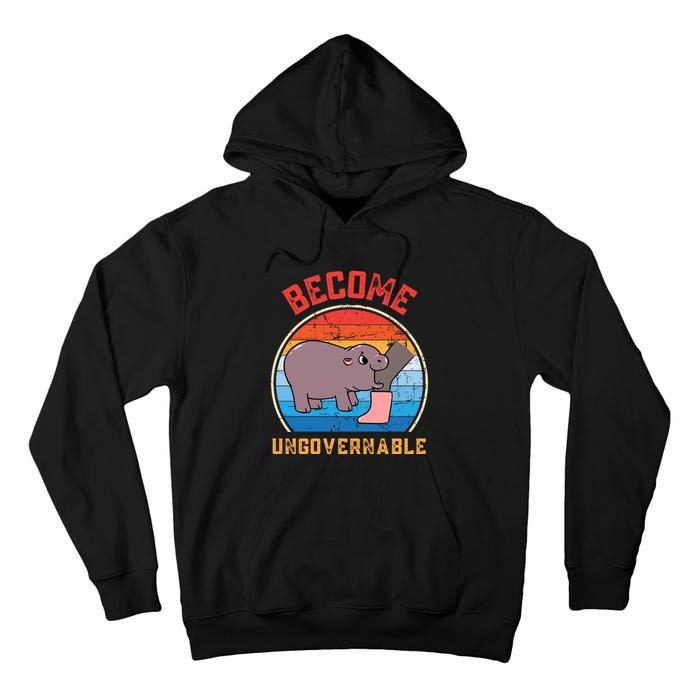 Become Ungovernable Angry Moo Deng Baby Hippo Tall Hoodie