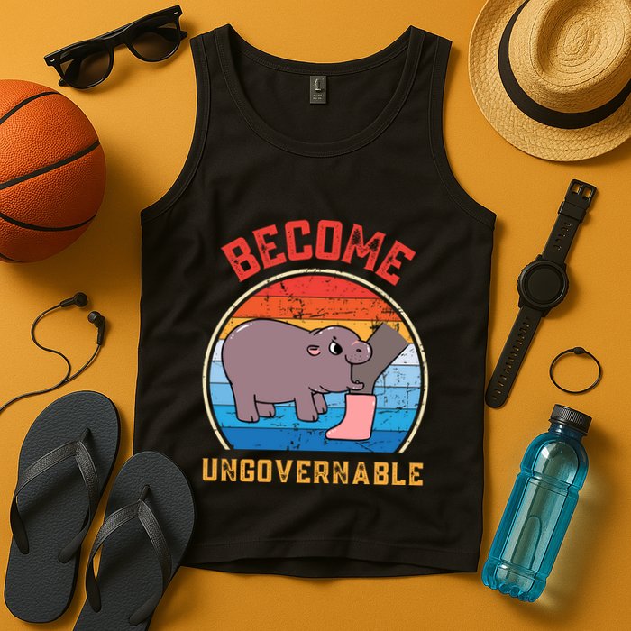 Become Ungovernable Angry Moo Deng Baby Hippo Tank Top