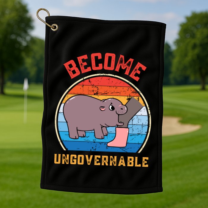Become Ungovernable Angry Moo Deng Baby Hippo Golf Towel