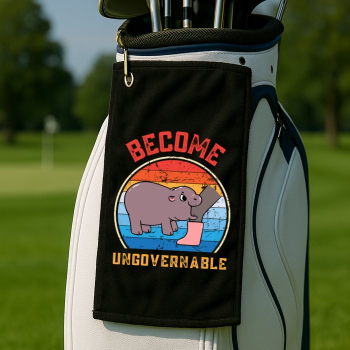 Become Ungovernable Angry Moo Deng Baby Hippo Golf Towel