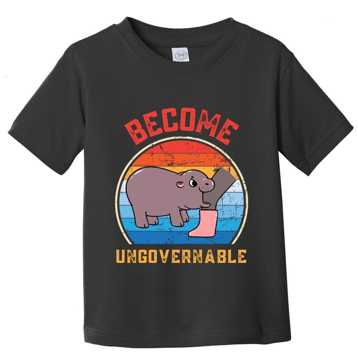 Become Ungovernable Angry Moo Deng Baby Hippo Toddler T-Shirt