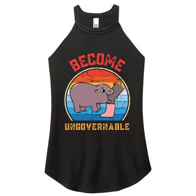Become Ungovernable Angry Moo Deng Baby Hippo Women's Perfect Tri Rocker Tank