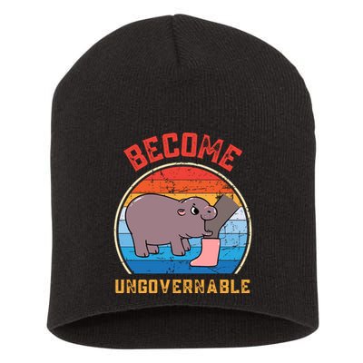 Become Ungovernable Angry Moo Deng Baby Hippo Short Acrylic Beanie