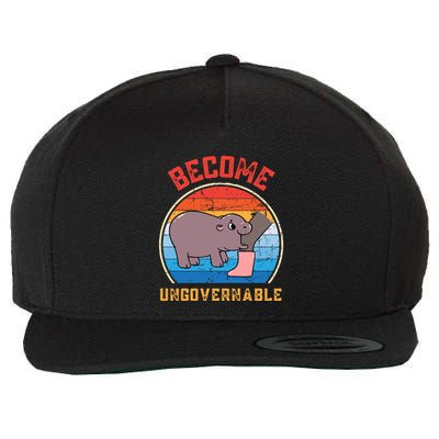 Become Ungovernable Angry Moo Deng Baby Hippo Wool Snapback Cap
