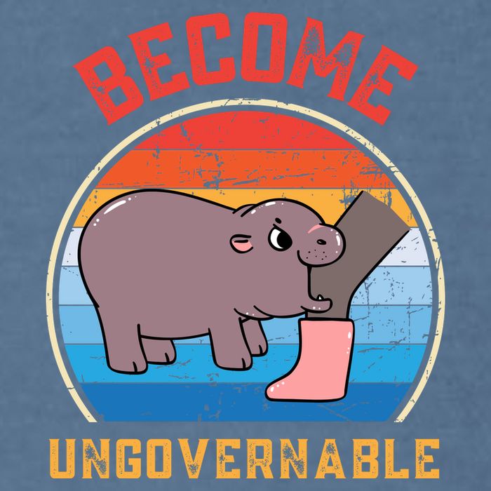 Become Ungovernable Angry Moo Deng Baby Hippo Garment-Dyed Sweatshirt