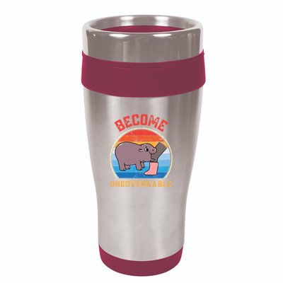 Become Ungovernable Angry Moo Deng Baby Hippo 16oz Travel Tumbler