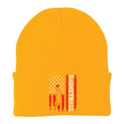 Basketball USA American Flag Sports Lover Athlete Knit Cap Winter Beanie