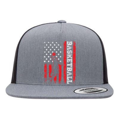 Basketball USA American Flag Sports Lover Athlete Flat Bill Trucker Hat