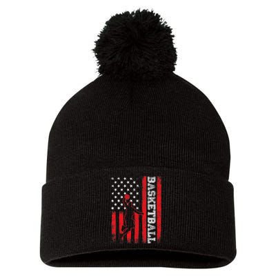 Basketball USA American Flag Sports Lover Athlete Pom Pom 12in Knit Beanie