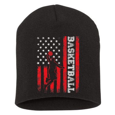 Basketball USA American Flag Sports Lover Athlete Short Acrylic Beanie