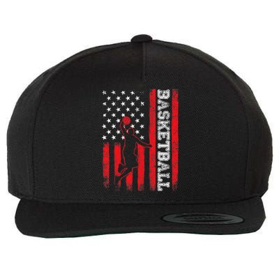 Basketball USA American Flag Sports Lover Athlete Wool Snapback Cap