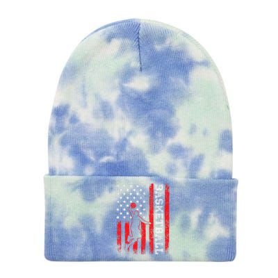 Basketball USA American Flag Sports Lover Athlete Tie Dye 12in Knit Beanie