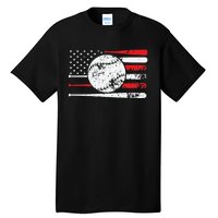 Baseball USA American Flag Vintage Retro Baseball Tall T-Shirt