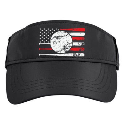 Baseball USA American Flag Vintage Retro Baseball Adult Drive Performance Visor