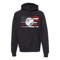 Baseball USA American Flag Vintage Retro Baseball Premium Hoodie