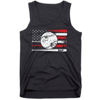 Baseball USA American Flag Vintage Retro Baseball Tank Top