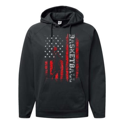 Basketball USA American Flag Sports Lover Athlete Performance Fleece Hoodie