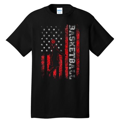 Basketball USA American Flag Sports Lover Athlete Tall T-Shirt