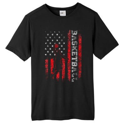 Basketball USA American Flag Sports Lover Athlete Tall Fusion ChromaSoft Performance T-Shirt