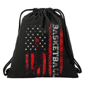 Basketball USA American Flag Sports Lover Athlete Drawstring Bag