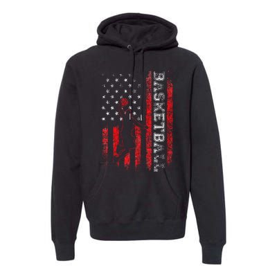 Basketball USA American Flag Sports Lover Athlete Premium Hoodie