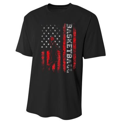 Basketball USA American Flag Sports Lover Athlete Performance Sprint T-Shirt