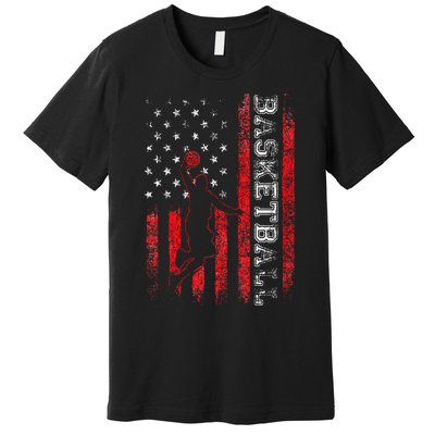 Basketball USA American Flag Sports Lover Athlete Premium T-Shirt