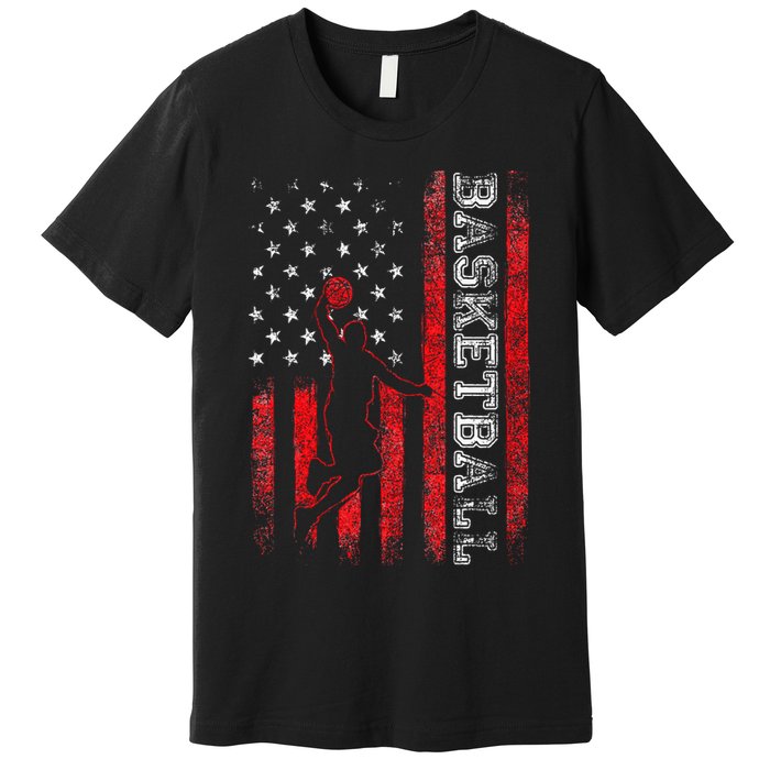 Basketball USA American Flag Sports Lover Athlete Premium T-Shirt