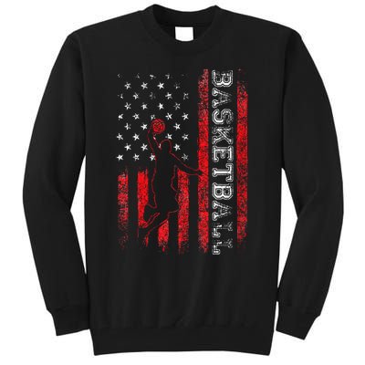 Basketball USA American Flag Sports Lover Athlete Tall Sweatshirt