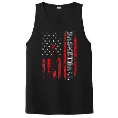 Basketball USA American Flag Sports Lover Athlete PosiCharge Competitor Tank