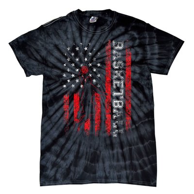 Basketball USA American Flag Sports Lover Athlete Tie-Dye T-Shirt